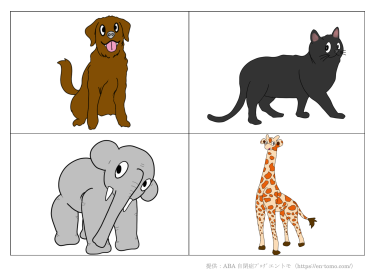 動物の絵カード（ABA自閉症療育教材）